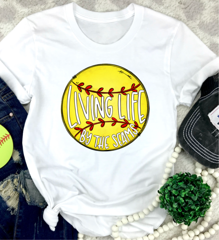 Softball- Living Life by the Seams- White
