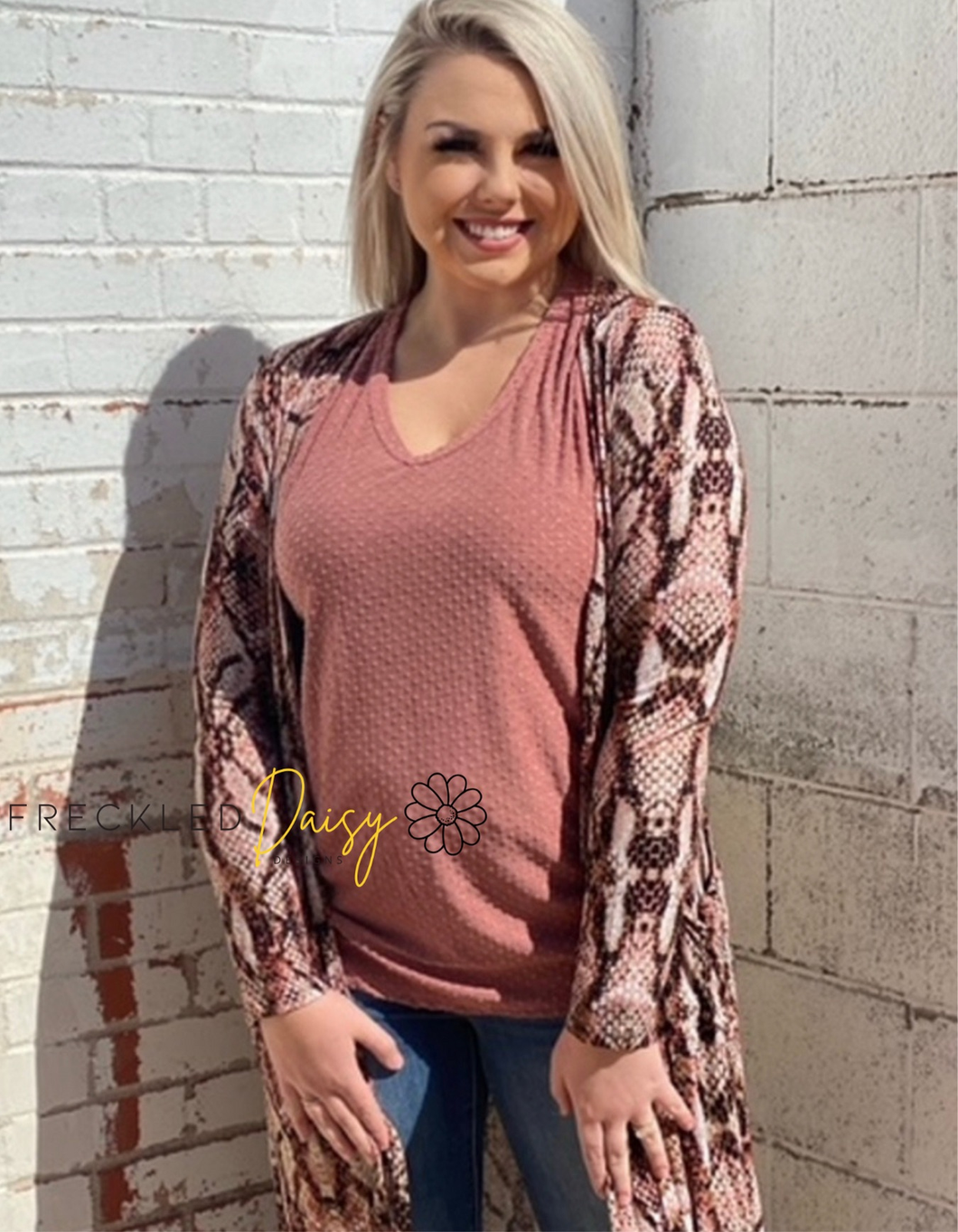 Mauve Python Long Cardigan