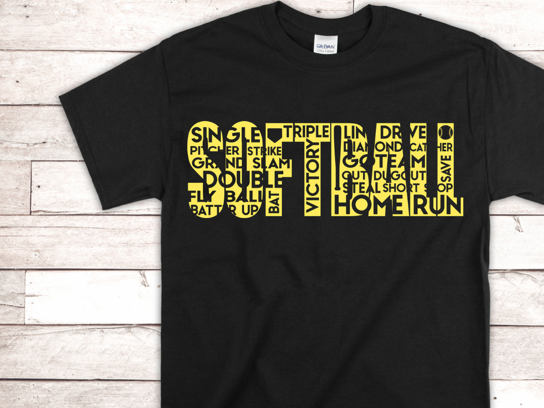 Softball Words-Black