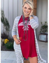 Load image into Gallery viewer, Gray and Cream Striped Cardigan
